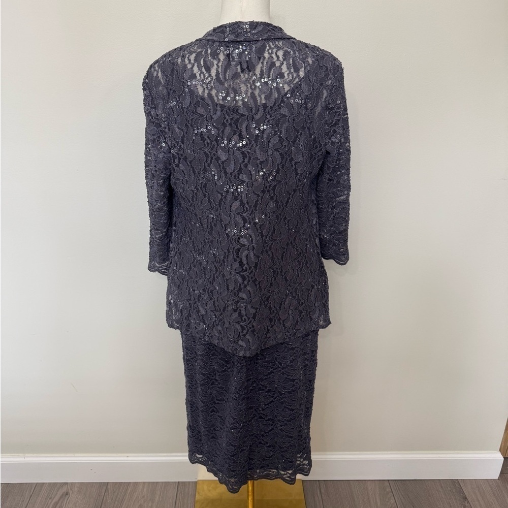 Alex Evenings Sparkly Formal Dress With Light Shaw Sweater - Picture 9 of 13